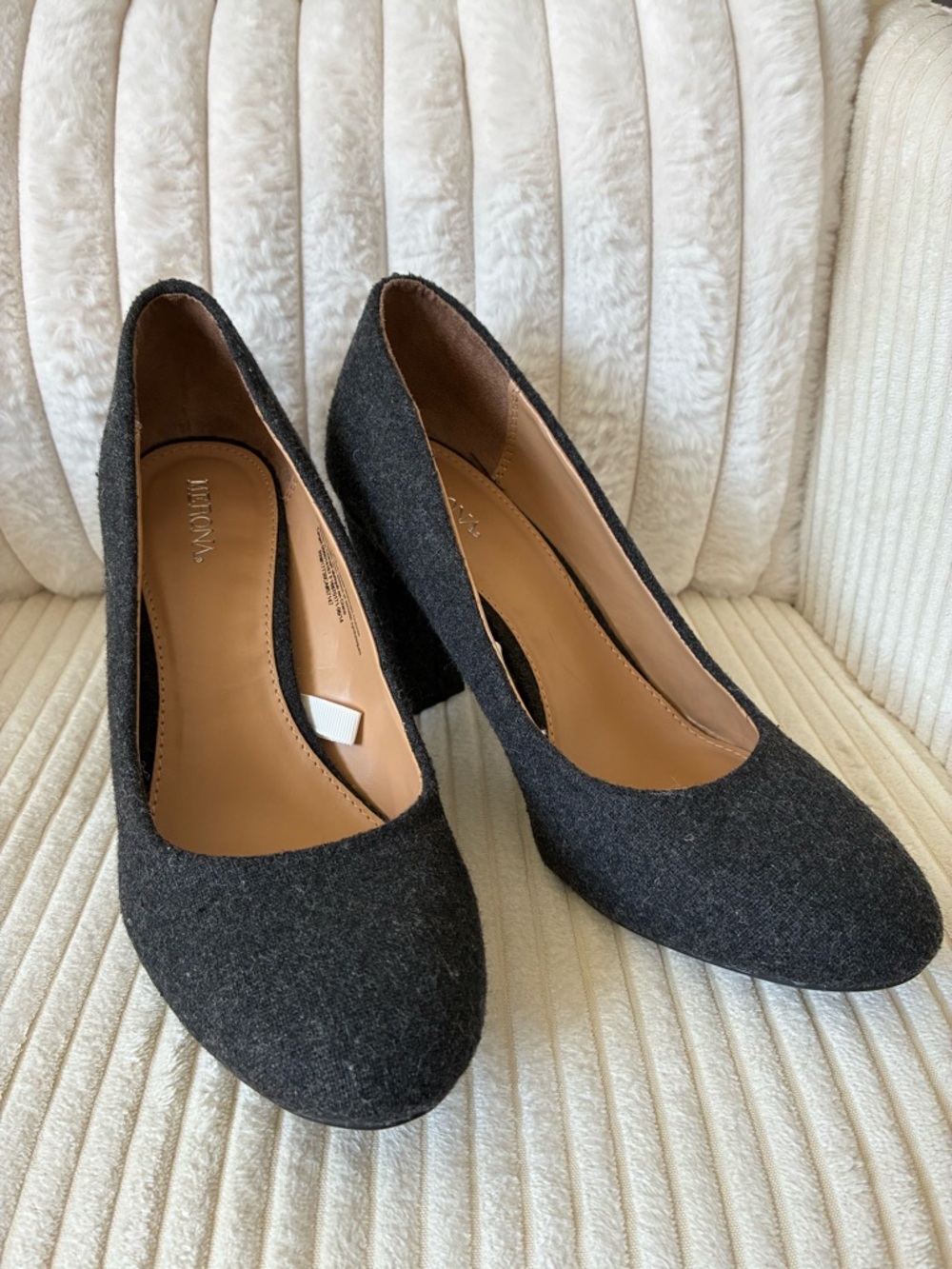 Wool Block Heels in Dark Gray | 8.5
